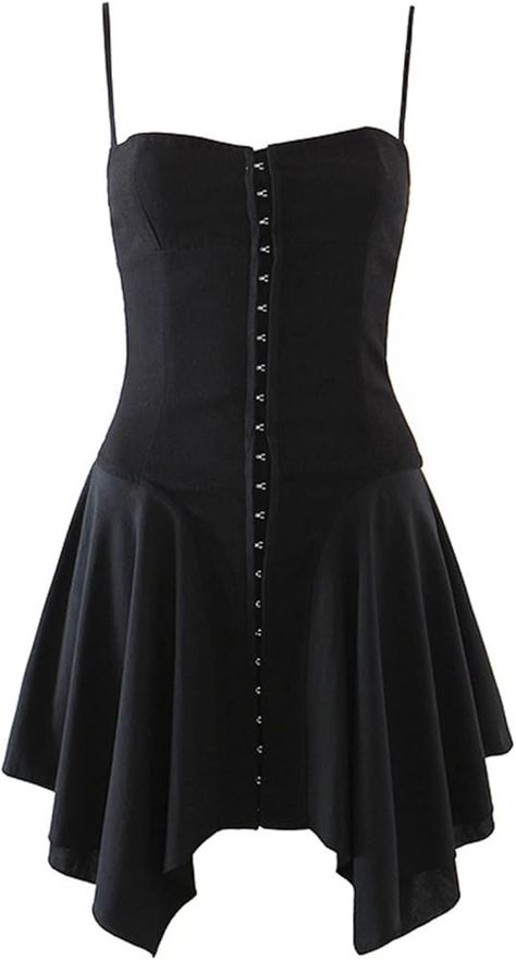 Betrodi Women Ruffle Mini Dress Bodycon Square Halter Neck Smocked Short Dress Lace Up Ruched Party Y2k Dresses (Cami Black, L) : Amazon.co.uk: Fashion Grunge Mini Dress, Grunge Dresses, White Cami Dress, Mini Dress Y2k, Harajuku Grunge, Dress Y2k, E Girl, White Cami, Cotton Dress Summer