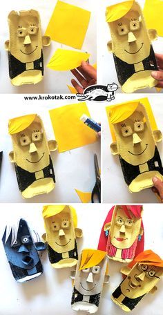 krokotak | EGG CARTON PORTRAITS Function Outfit, Egg Carton Art, Outfit Indian, Egg Carton Crafts, 4th Grade Art, Egg Cartons, Jr Art, Diy School Supplies, Face Masks For Kids