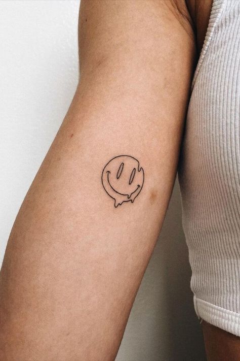 Smiley Face Tattoos, Distorted Smiley Face, Paramore Tattoo, Smiley Face Tattoo, Toe Tattoos, Sunshine Tattoo, Single Needle Tattoo, Palm Tattoos, Flame Tattoos