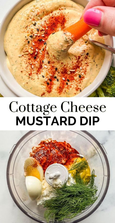 Mustard Diet, Cottage Cheese And Mustard, Cottage Cheese Mustard, Cottage Cheese Dip Recipes, Deviled Egg Dip, Egg Dip, Ww Appetizers, Cottage Cheese Dip, Cottage Cheese Recipes Healthy