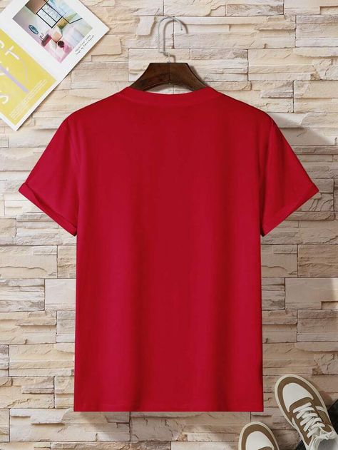 Shirt Outfit Men, Hospital Birth, Red Tee, Red T Shirt, Round Neck Tees, Tshirt Outfits, Red Tshirt, Red Shirt, Men Clothing