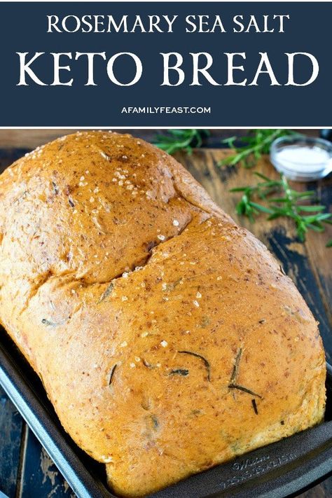 This Rosemary Sea Salt Keto Bread has all of the same flavor and texture of real bread, but with a fraction of the carbs. Rosemary Sea Salt, Easy Keto Bread Recipe, Keto Bread Recipe, Keto Banana Bread, Low Carb Backen, No Bread Diet, Best Keto Bread, Keto Biscuits, Postre Keto