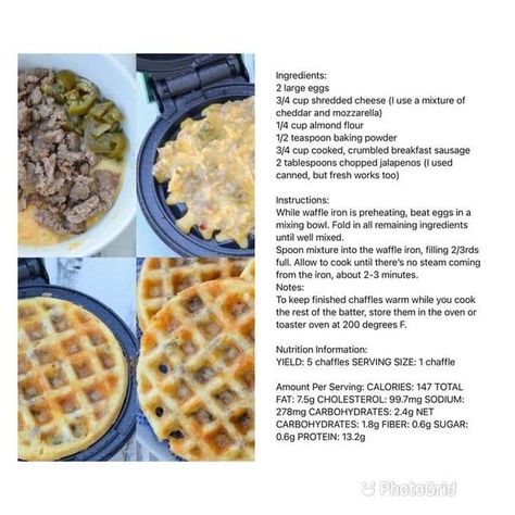 Sausage Jalapeño Chaffles, Gastric Recipes, Carnivore Ideas, Dash Recipes, Cornbread Waffles, Dash Recipe, Chaffle Recipes, South Beach Diet Recipes, Keto Chaffles