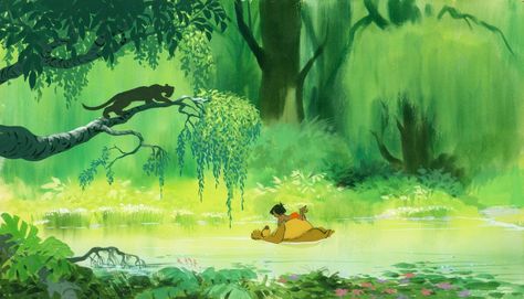 Colour study for Disney's "The Jungle Book" by Ken Anderson and Al Dempster. Concept Art Disney, Disney Animation Art, Jungle Book Disney, Bg Design, Disney Artists, Jungle Art, Book Background, Disney Background, The Jungle Book