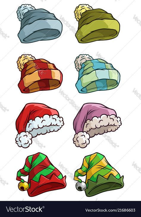 Dino Illustration, Santa Hat Vector, Santa Cartoon, Elf Drawings, Cartoon Winter, Cute Winter Hats, Hat Vector, Santa Elf, Annasophia Robb