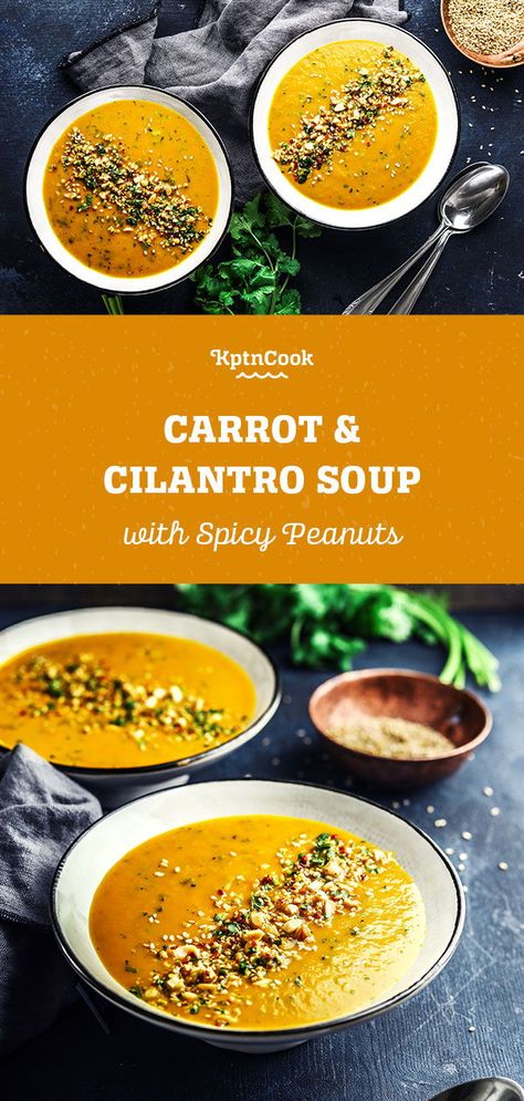 Cilantro Soup, Carrot Ginger Soup, Ginger Soup, Party Food Dessert, Joy Filled Eats, Best Vegetarian Recipes, Spicy Peanuts, Chopping Block, 30 Minute Meals