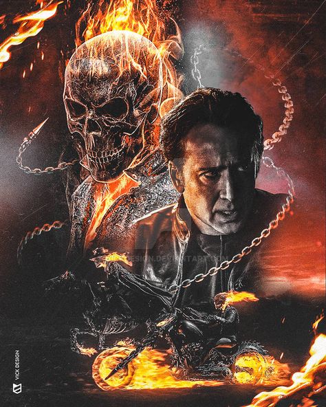 Ghost Rider 2007 Fanart by Vick Design by VickDesign on DeviantArt Ghost Rider Images, Ghost Rider Tattoo, Ghost Rider Movie, Horror Artwork Illustrations, Ghost Raider, Ghost Rider 2007, Ghost Rider 2, Ghost Rider Pictures, Ghost Rider Wallpaper