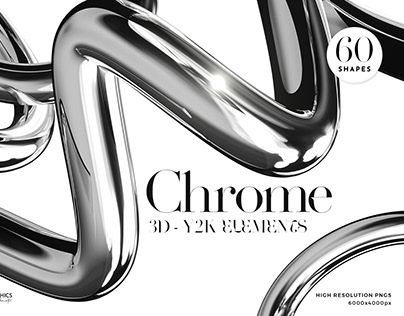 Chrome Branding, Chrome Graphic Design, Chrome Illustration, Chrome Poster, Chrome Png, Chrome Packaging, Y2k Elements, Chrome Y2k, Chrome Background