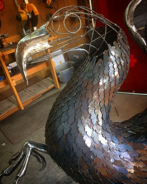 Metallic Sculpture, Junk Sculpture, Argo 2, Junk Metal Art, Metal Elephant, Eagle Statue, Eagle Feather, Art Steampunk, Sheet Metal Fabrication