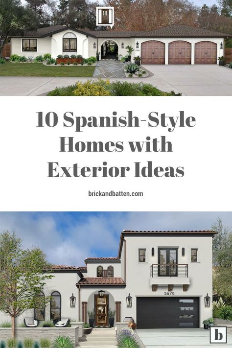 10 Spanish-Style Homes with Exterior Ideas - brick&batten Spanish Homes Exterior, Spanish Home Exteriors, Modern Spanish Farmhouse, Spanish House Exterior, Spanish Style Home Exterior, Modern Spanish Style Homes, Spanish Style Exterior, Modern Spanish Style, Spanish Exterior