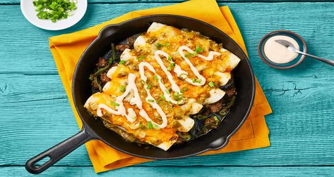 Beef Enchiladas Verdes, Enchiladas Verdes Recipe, Chicken Enchiladas Verde, Salsa Verde Chicken, Spiced Beef, Hello Fresh Recipes, Roll Ups Tortilla, One Pan Chicken, Fresh Recipes