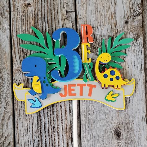 3 Rex Cake Topper, Dinosaur Themed Birthday Party, Cake Banner Topper, Party Kits, Dinosaur Theme, Party Kit, Dinosaur Party, Custom Party, Wild Ones