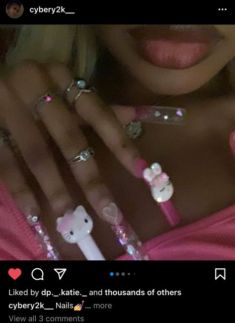 Kawaii Nails Long, Long Y2k Nails, Nail Ideas Y2k Long, Girly Hands, Acrylic Nails Y2k, Y2k Popstar, Nails Board, Y2k Nails, Cute Acrylic Nail Designs