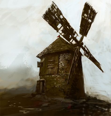 Netherlands Windmills, Windmill Landscaping, Eerie Places, Old Windmills, Windmill Design, Dutch Windmills, Old Dutch, Bride Of Frankenstein, Watercolor Art Lessons