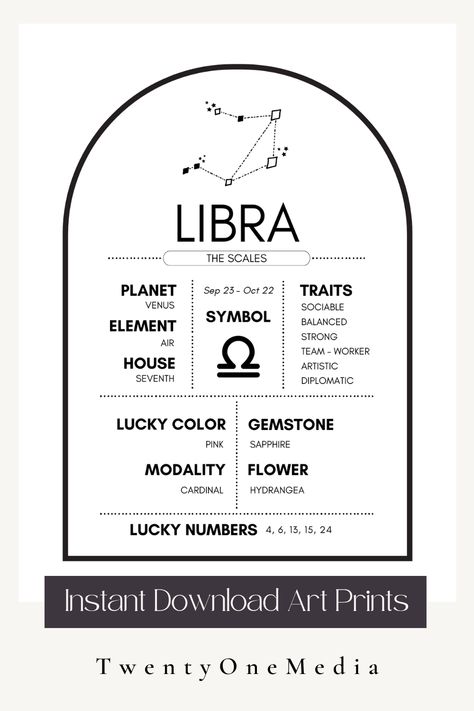 Libra Zodiac Birth Chart Black and White Modern Wall Art Printable Libra Birth Chart, Libra Astrology Aesthetic, Libra Astrology Tattoo, Libra Aesthetic Astrology, Libra Decor, Libra Artwork, Libra Lucky Numbers, Birth Chart Art, Astrology 2023