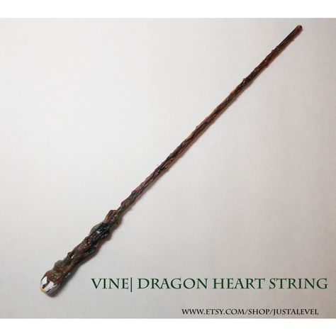 Meadow Harry Potter Inspired Wand (Vine Dragon Heartstring) ❤ liked on Polyvore featuring home, home decor, dragon home decor, handmade home decor and inspirational home decor Wand Claims, Hogwarts Wands, Homemade Wands, Hp Wands, Wand Aesthetic, Diy Wands, Custom Wands, Dragon Heartstring, Harry Potter Etsy