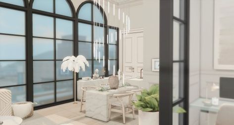 (59) The Serene Studio located in Midtown, Manhattan ♡ This lot was originally Salim Benali's apartment at 910 Medina Studios and has... – @farfallasims on Tumblr White Apartment Aesthetic, San Myshuno, White Apartment, Sims 4 Studio, Midtown Manhattan, Apartment Aesthetic, Sims4 Cc, Sims 4 Build, Sims Community