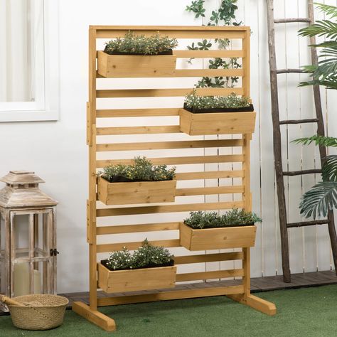 Red Barrel Studio® Gisela Plant Stand | Wayfair Slatted Trellis, Wooden Lattice, Outdoor Plant Stand, Hanging Planter Boxes, Climbing Plant Support, Plant Stands Outdoor, Wooden Plant Stands, Plant Box, Garden Wallpaper