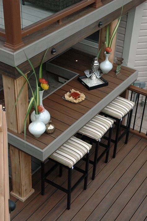 counter/bar under deck Bar Under Deck, Under Deck Landscaping, Hot Tub Bar, Bar Countertops, Under Deck, Deck Bar, Backyard Covered Patios, Living Pool, Deck Seating