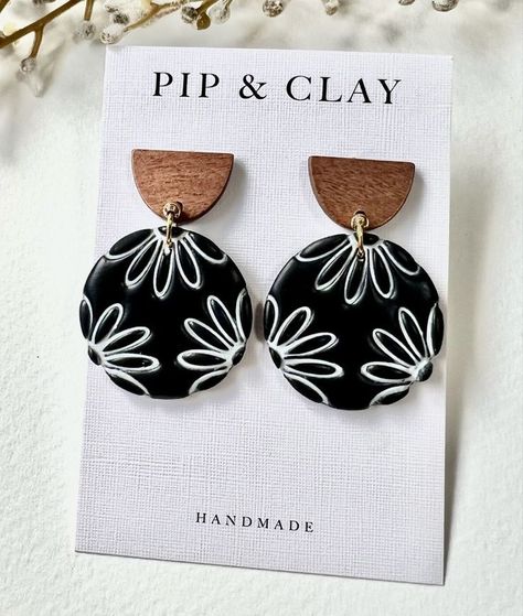 Painted Clay Earrings, Simple Earing, Painted Jewellery, Wood Jewelry Diy, Diy Jewelry Set, Diy Earrings Easy, Earrings Diy Handmade, Beaded Watches, Polymer Clay Flower Jewelry