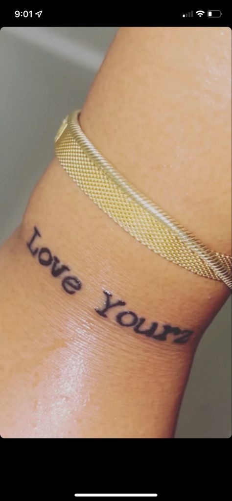 Meaning Full Tattoos, Love Yourz J Cole, J Cole Tattoo, Small Inspirational Tattoos, Love Yourself Tattoo, Hidden Tattoos, Tattoos For Black Skin, Red Ink Tattoos, Cute Tattoos For Women