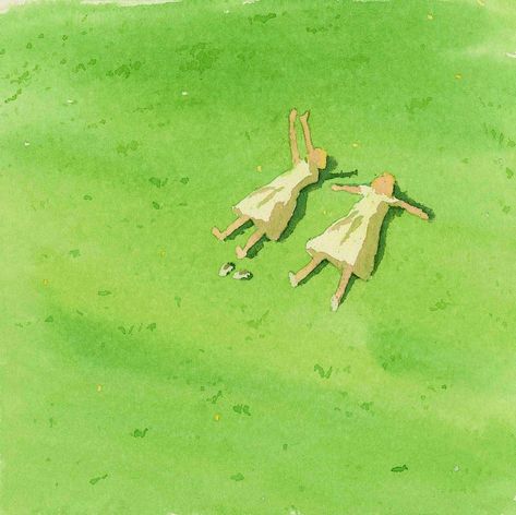 Watercolor Cartoon, Piskel Art, Illustration Artwork, The Grass, Two People, Green Aesthetic, Pretty Art, Art Classes, Aesthetic Art