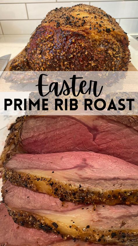 This Easter celebration deserves a centerpiece that's both elegant and effortless. Introducing our flavorful prime rib roast recipe, featuring a crispy, herb-infused crust and tender, melt-in-your-mouth meat. This simple yet impressive dish is sure to leave your guests delighted. #easterdinner #primerib #springrecipes #sundaydinner Garlic Butter Prime Rib Recipe, Boneless Prime Rib Recipe, Cooking Prime Rib Roast, Boneless Prime Rib Roast, Christmas Beef, Leftover Prime Rib, Prime Rib Roast Recipe, Ribeye Roast, Cooking Prime Rib