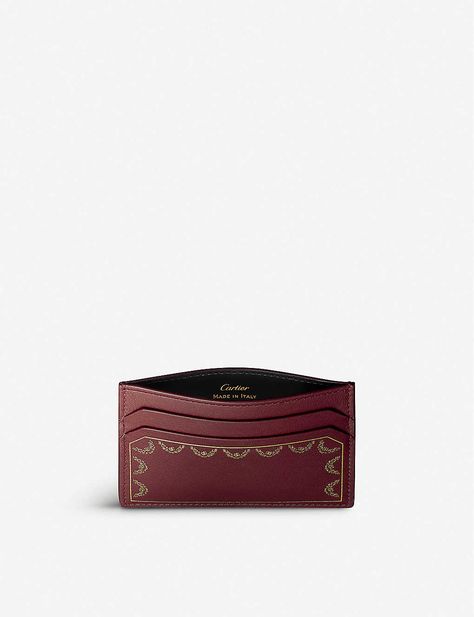 Luxury Card Holder With Card Slots, Luxury Red Card Holder With Interior Slots, Cartier Card Holder, Elegant Red Leather Card Holder, Luxury Leather Card Holder With Card Slots, Membership Card, Card Holder Leather, Leather Accessories, Smooth Leather