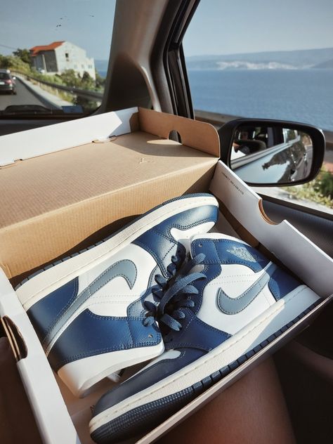 Air jordan 1 mid 
#jordan #sky #sea #blue Blue Jordans Aesthetic, Air Jordan Aesthetic, Blue Air Jordan 1 Outfits, Air Jordan 1 Mid Blue, Jordan 1 Mid Blue, Jordans Aesthetic, Nike Air Jordan Mid, Blue Air Jordan 1, Mid Jordan 1