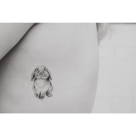 Bunny Tattoo Small, Hase Tattoos, Single Needle Tattoo, Bunny Tattoos, 100 Tattoo, Rabbit Tattoos, 4 Tattoo, Dog Tattoo, Little Tattoos