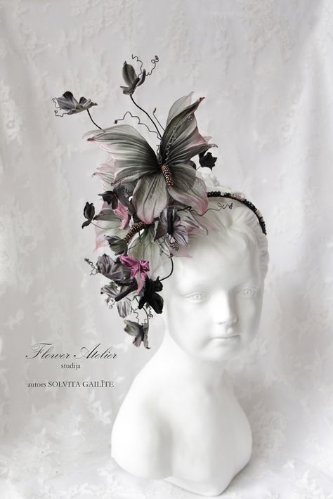 Silk flower butterflies fascinator - How To Make Hats Millinery Classes | Hat Academy Butterfly Reign, How To Make Hats, Fascinator Hats Diy, Floral Fascinators, Toho Beads, Fascinator Headband, Floral Hat, Hair Adornments, Flower Studio