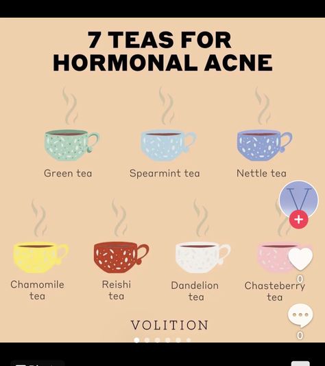 Teas For Acne, Chasteberry Tea, Foods For Clear Skin, Spearmint Tea, Healing Tea, Natural Face Skin Care, Herbal Drinks, Hormonal Acne, Natural Body Care