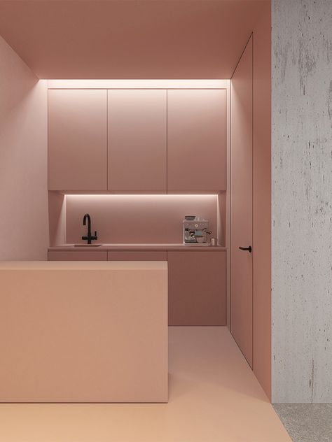 Minimalist Dekor, Interior Minimalista, Commercial Office, غرفة ملابس, Pink Kitchen, Pink Interior, Hem Design, Decor Minimalist, Minimalist Kitchen