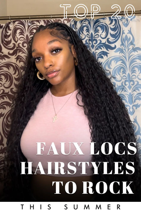 Top 20 Faux Locs Hairstyles to Rock This Summer Faux Locs Hairstyle, Faux Locs Styles, Curly Faux Locs, Faux Loc, Loc Hairstyles, Faux Locs Hairstyles, Goddess Locs, Braid Hairstyles, Locs Hairstyles