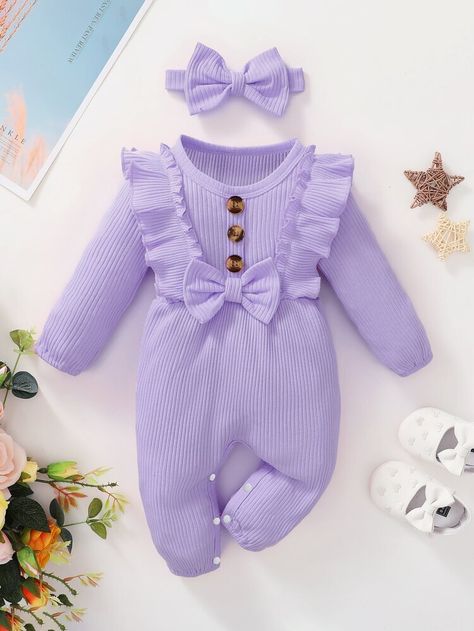 Purple Baby Clothes, Bow Jumpsuit, Fall Baby Clothes, Purple Collar, Cool Baby, Purple Baby, Baby Jumpsuit