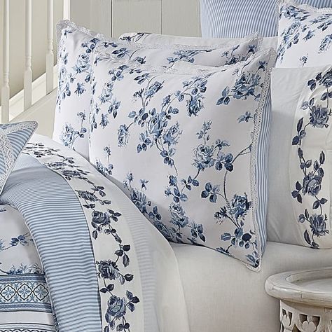 Royal Court Rialto Comforter Set - On Sale - Bed Bath & Beyond - 34279015 Cabin Bedding Sets, Blue And White Comforter, Blue And White Bedding, Ticking Stripe Fabric, Floral Comforter Sets, Blue Comforter Sets, Blue Comforter, Royal Court, Queen Comforter Sets