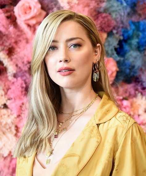 Flowy Yellow Dress, Celebrity Piercings, Amber Heard Style, Pride Party, Popular Celebrities, Amber Heart, Nicky Hilton, Female Profile, The Pride