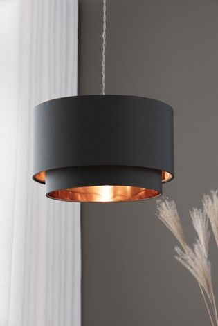 Grey Copper 2 Tier Easy Fit Shade Copper Room, Tiered Ceiling, Copper Bedroom, Bedroom Lampshade, Copper Lampshade, Copper And Grey, Gold Living Room, Kitchen Ceiling Lights, Bedroom Ceiling Light