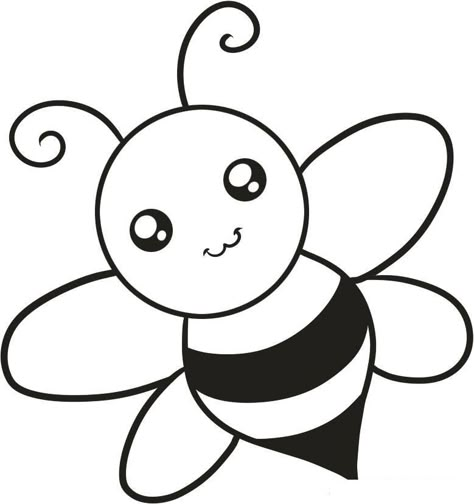 Draw A Bee, Bees For Kids, Trin For Trin Tegning, Bee Coloring Pages, Bee Drawing, Easy Animal Drawings, Easy Drawing Steps, Easy Drawings For Beginners, Easy Cartoon Drawings