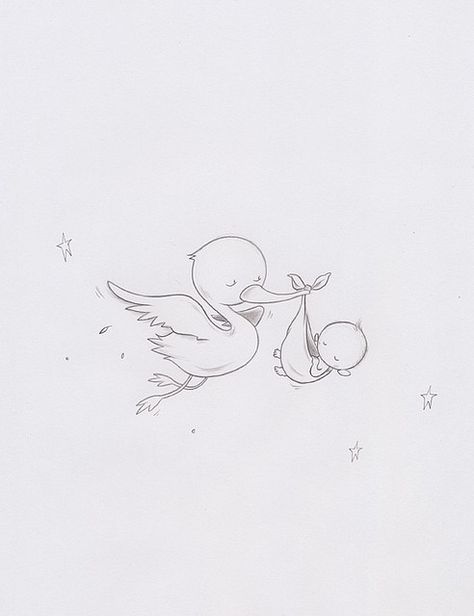 Kurt Halsey, Storch Baby, Vom Avea Un Copil, Scrapbook Bebe, Baby Stork, Pregnancy Art, Baby Illustration, Baby Drawing, Baby Journal