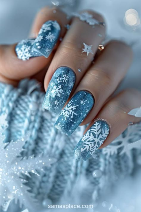 22 Icy Blue Winter Nails Art ideas and Designs January Nail Ideas, Nails Ideas Nail Art, Nails Acrylic Ideas, Artist Nails, Nails 2020 Trends, Simple Art Designs, Coffin Nail Art, January Nail Designs, January Nail