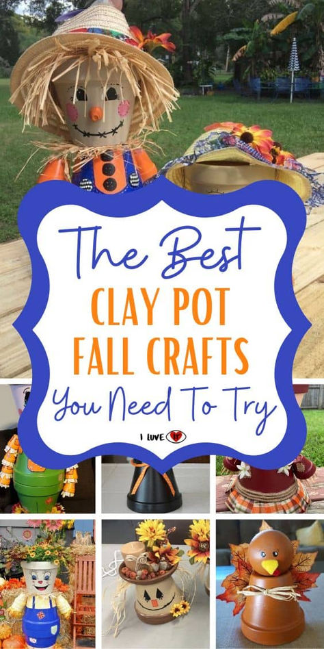 28 Best Clay Pot Fall Crafts You Need To Try - I Luve It Clay Pot Ideas, Mini Clay Pot Crafts, Pumpkin Planters, Fall Flower Pots, Fall Pots, Terra Cotta Pot Crafts Diy, Clay Pot Projects, Flower Pot People, Clay Pot People