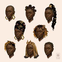 African Fantasy Clothing, African Fantasy Art, Female Hairstyles, Hairstyles Art, Art Africain, Black Artwork, Black Cartoon, Hair Reference, Afro Art