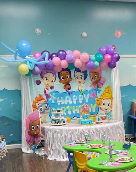 Bubble Guppies birthday party Bubble Guppies Decorations, Bubble Guppies Birthday Party Ideas, Birthday Minimal, Bubble Guppies Birthday Party, Bubble Guppies Party, Bubble Guppies Birthday, Party 2023, Terrible Twos, Bubble Guppies