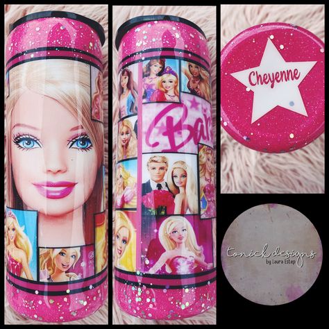 Barbie Tumbler Cup Ideas, Barbie Tumbler Ideas, Barbie Tumbler Cup, Barbie Tumbler, Glitter Things, Epoxy Crafts, Sublimation Ideas, Custom Tumbler Cups, Tumbler Cups Diy