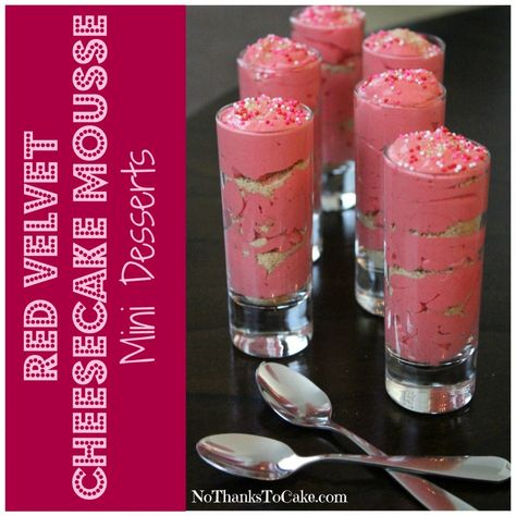 Red Velvet Cheesecake Mousse Mini Desserts | No Thanks to Cake Mousse Cakes, Dessert Shooters, Velvet Cheesecake, Dessert Shots, Cheesecake Mousse, Red Velvet Cheesecake, Mousse Dessert, Caramel Cheesecake, No Thanks