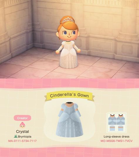 Animal Crossing Halloween Costume Dress Design Code Cinderella Disney Acnh Cinderella, Disney Codes, Motif Acnl, Animal Crossing 3ds, Animals Crossing, Ac New Leaf, Animal Crossing Guide, Happy Home Designer, Animal Crossing Qr Codes Clothes