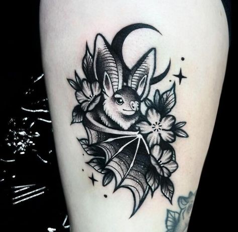 stylized contrasting bat tattoo Gothic Tattoos For Women, Bats Tattoo Design, Gothic Tattoos, Crochet Tattoo, Bat Tattoo, Retro Tattoos, Magic Tattoo, Chest Piece Tattoos, Gothic Tattoo