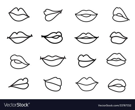 Tattoo Of Lips Outline, Female Lips Drawing, Female Lip Drawing, Monster Burger, Lips Vector, Drawn Lips, Lip Outline, Women Lips, Lips Illustration