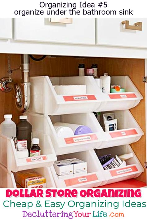 Easy Organizing Ideas, Dollar Store Organization, Diy Bathroom Storage Ideas, Bathroom Organization Hacks, Organized Bathroom, Diy Home Decor For Apartments, Life Hacks Organization, Cheap Organization, Room Storage Diy